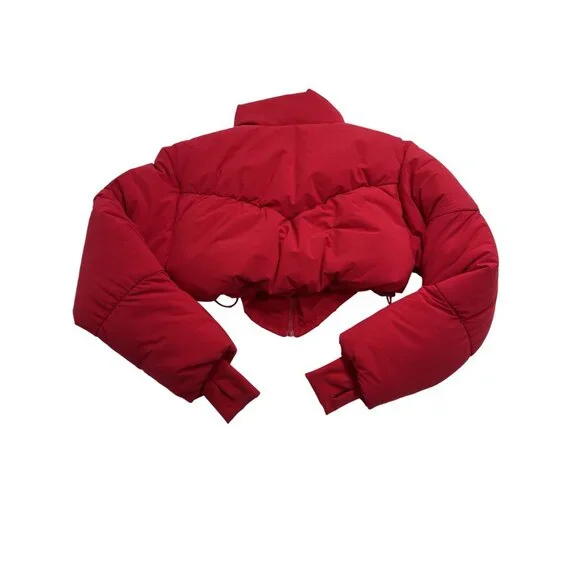 ALO Yoga Main Act Corset Puffer in Bold Red